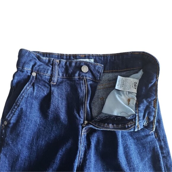Oat New York High-Waisted Straight-Leg Jeans Sz 4/27 Raw Hem Chic Casual Denim - Picture 7 of 16